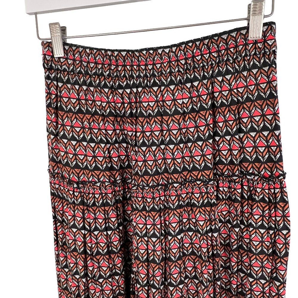 Anthropologie Black, Orange, White  Neeru Kumar Farya Tiered Maxi Skirt Medium - Picture 5 of 9